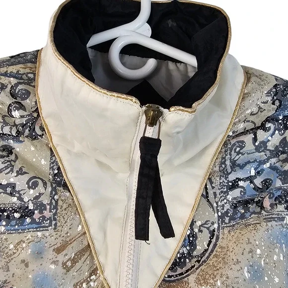 Vintage 80s East West Windbreaker cream silver blue women's Large - Picture 5 of 13